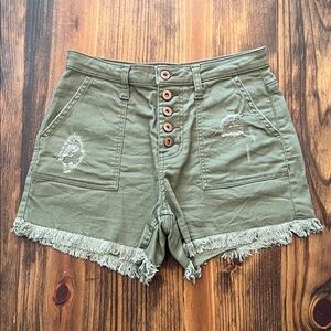 NOBO High Waist Khaki Shorts with Button Detail